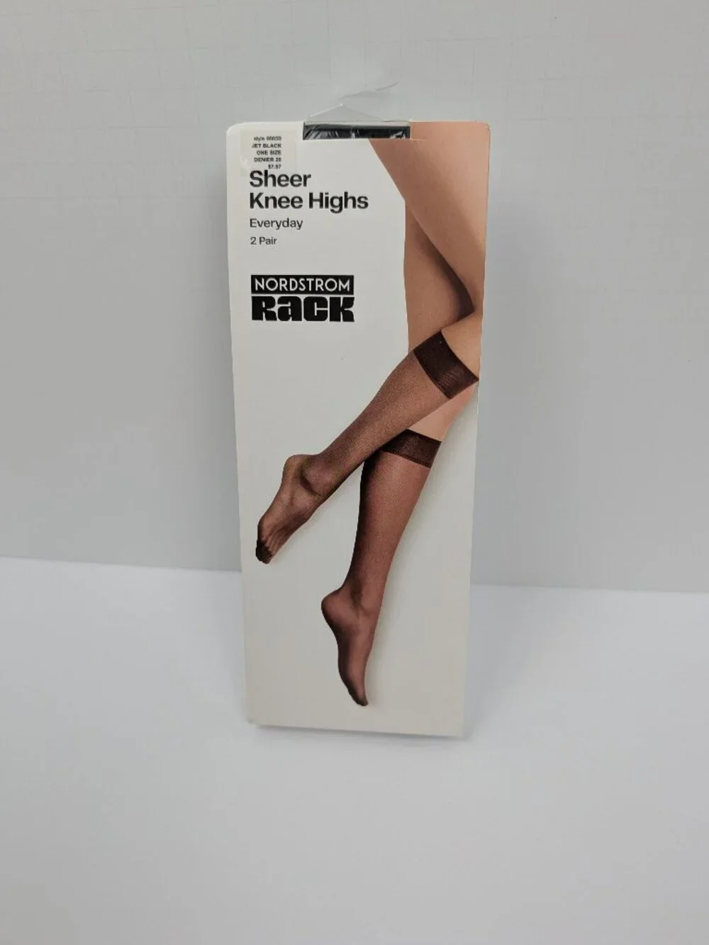 Nordstrom Rack 20 Denier Sheer Knee Highs Jet Black OS 2-Pair